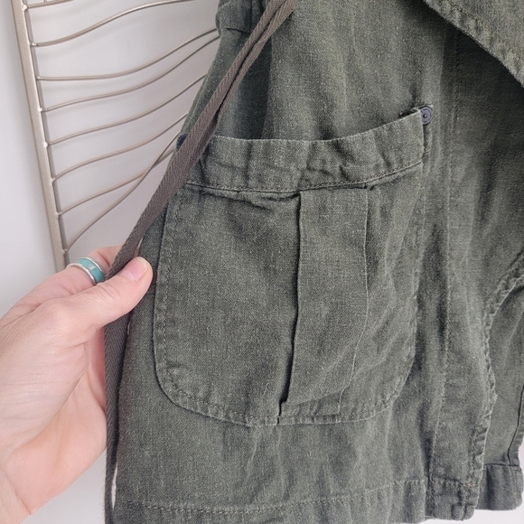 Sanctuary Olive Green Linen Blend Day Trip Open Drape Front Vest/Jacket Small - Picture 4 of 10